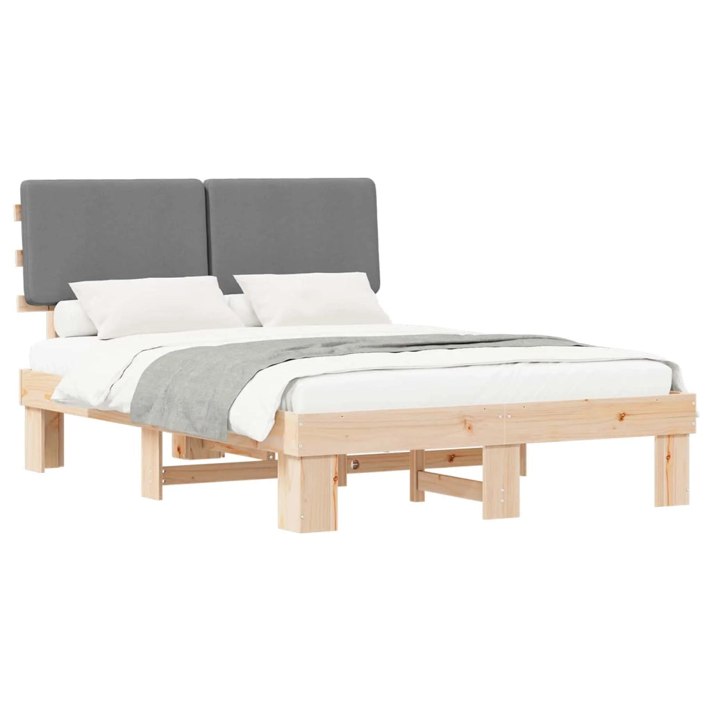Letto con Testiera Rivestita Grigio chiaro 140 x 190 cm 877354