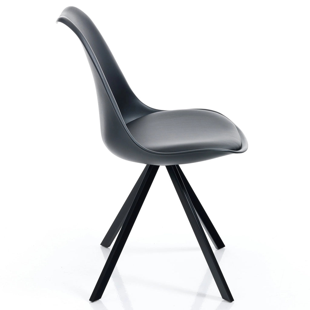 Set 4 sedie in pelle sintetica nere cm. H.82 x L.48 x P.58