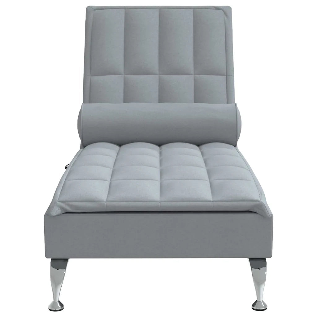 Chaise Longue Massaggi Cuscino a Rullo Grigio Chiaro in Tessuto 379443