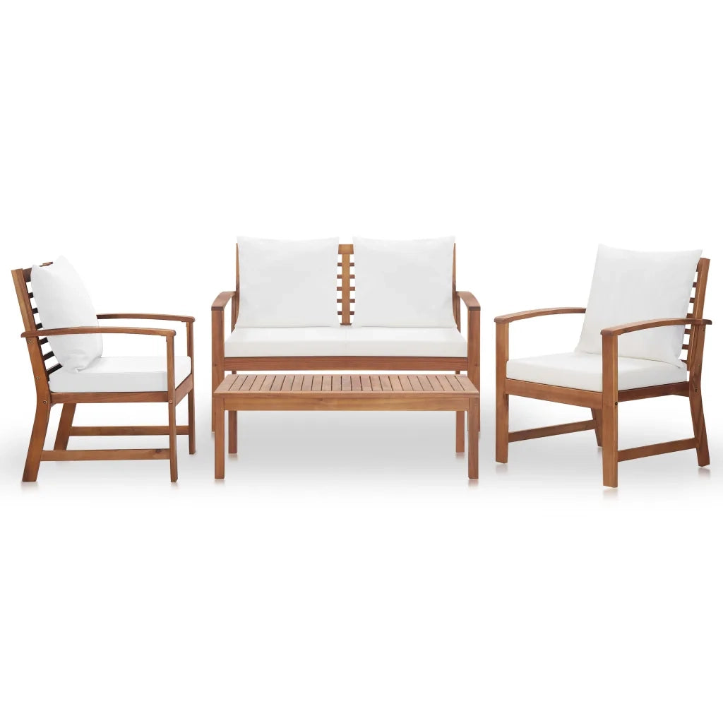 Set Divani da Giardino 4 pz con Cuscini in Massello di Acacia cod mxl 43935