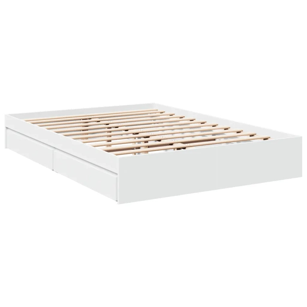 vidaXL Giroletto con Cassetti Bianco 160x200 cm in Legno Multistrato