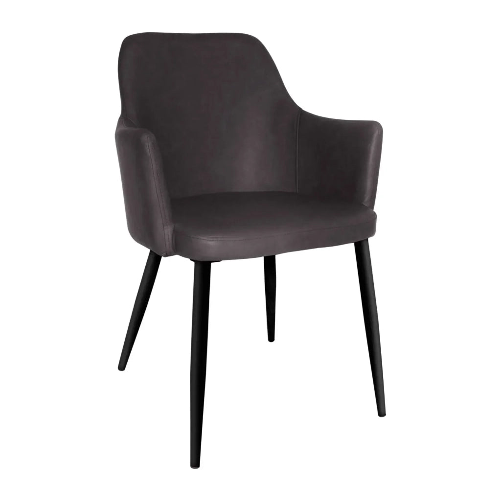 LÚZETE - POLTRONA MANDARINA IN SIMILPELLE ANTRACITE GAMBE COLORE NERO