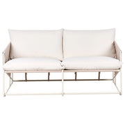 Divano basso oversize in metallo con cuscini schienale e seduta Arredamento da interno ed esterno senza braccioli da giardino beige chiaro