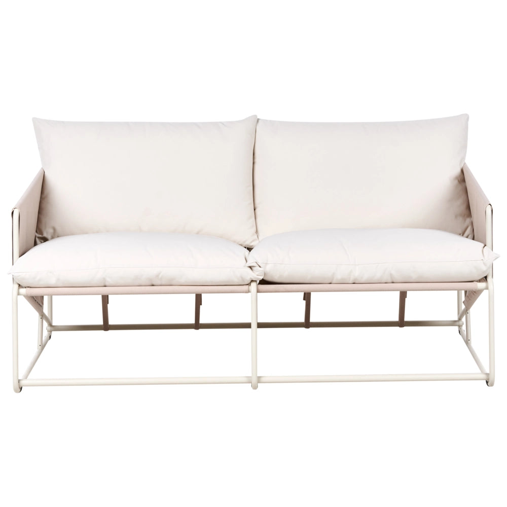 Divano basso oversize in metallo con cuscini schienale e seduta Arredamento da interno ed esterno senza braccioli da giardino beige chiaro
