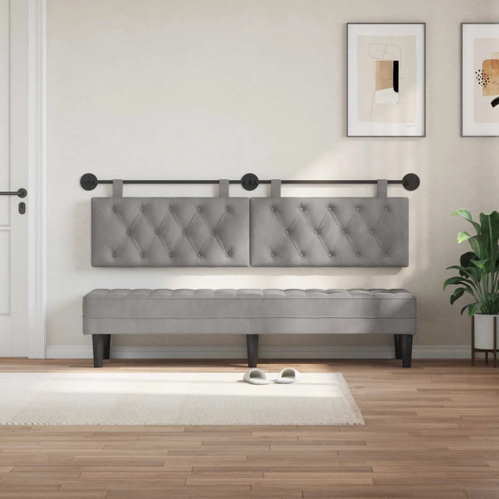 Testiera sospesa Con luce LED Grigio Chiaro Velluto