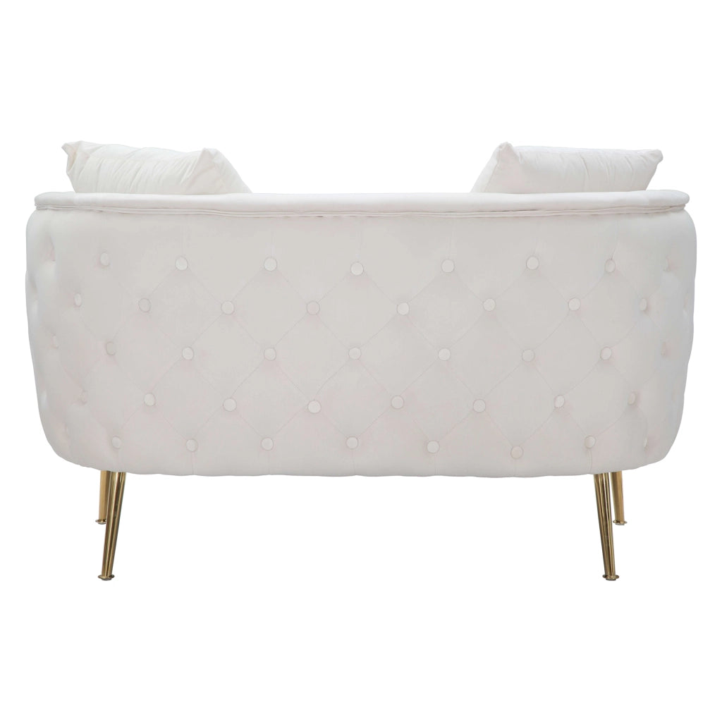 Dingle, Divano Fisso 2 Posti Effetto Velluto, 127x74x71h cm Bianco