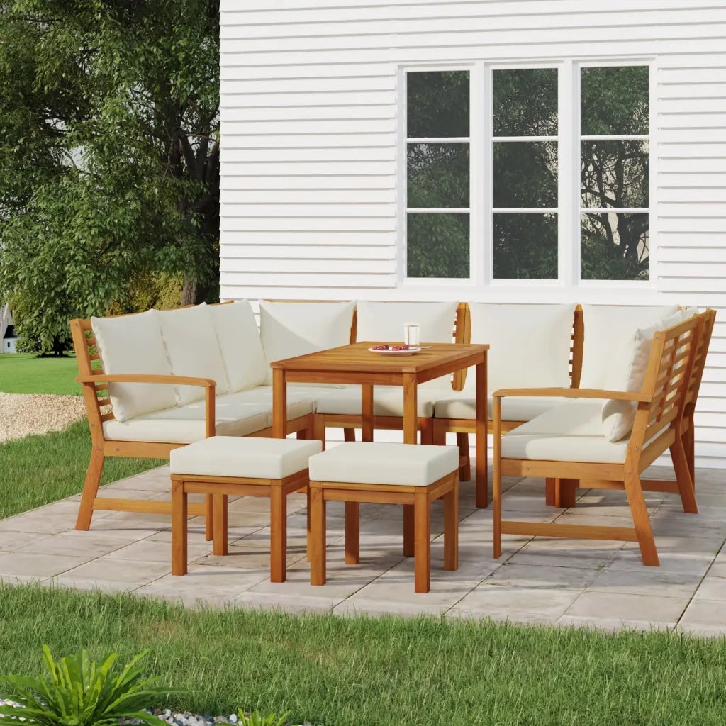 Set da Pranzo da Giardino 9pz con Cuscini Legno Massello Acacia 3154976