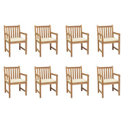 Sedie da Giardino 8 pz con Cuscini Crema in Massello di Teak cod mxl 17491
