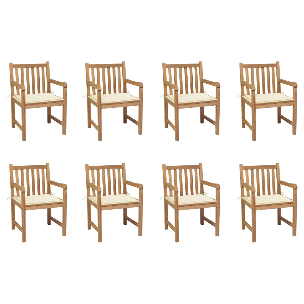 Sedie da Giardino 8 pz con Cuscini Crema in Massello di Teak cod mxl 17491