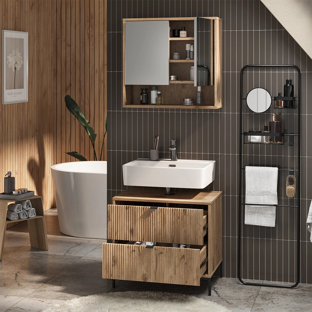 Vicco Set di mobili da bagno Quercia vichinga 2 parti