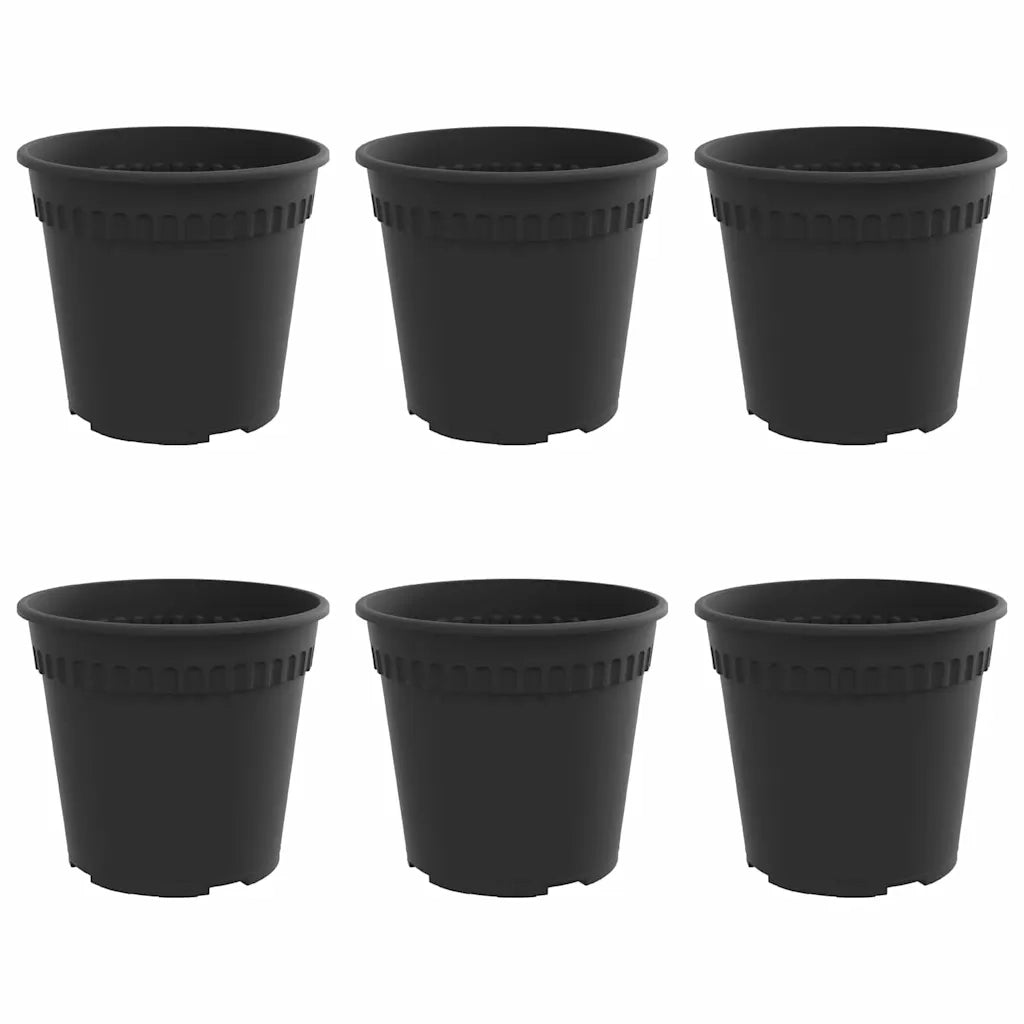Fioriere | Cassetta per fiori | Vaso Rotondo per Fiori 6 pz Nero ? 19 x 16 cm Plastica