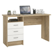Scrivania lineare con tre Andre, colore rovere bianco, Misure 120 x 72 x 48 cm
