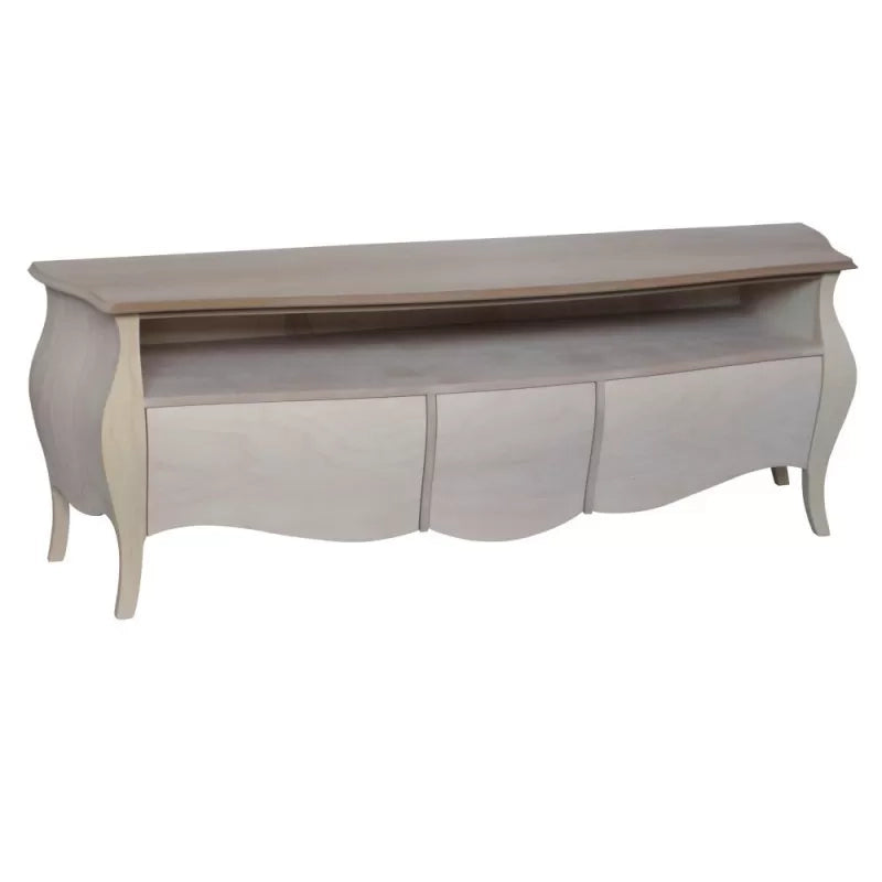 Mobile porta tv bombato legno shabby bianco 176x45x62 (3268) - Mobili 2G