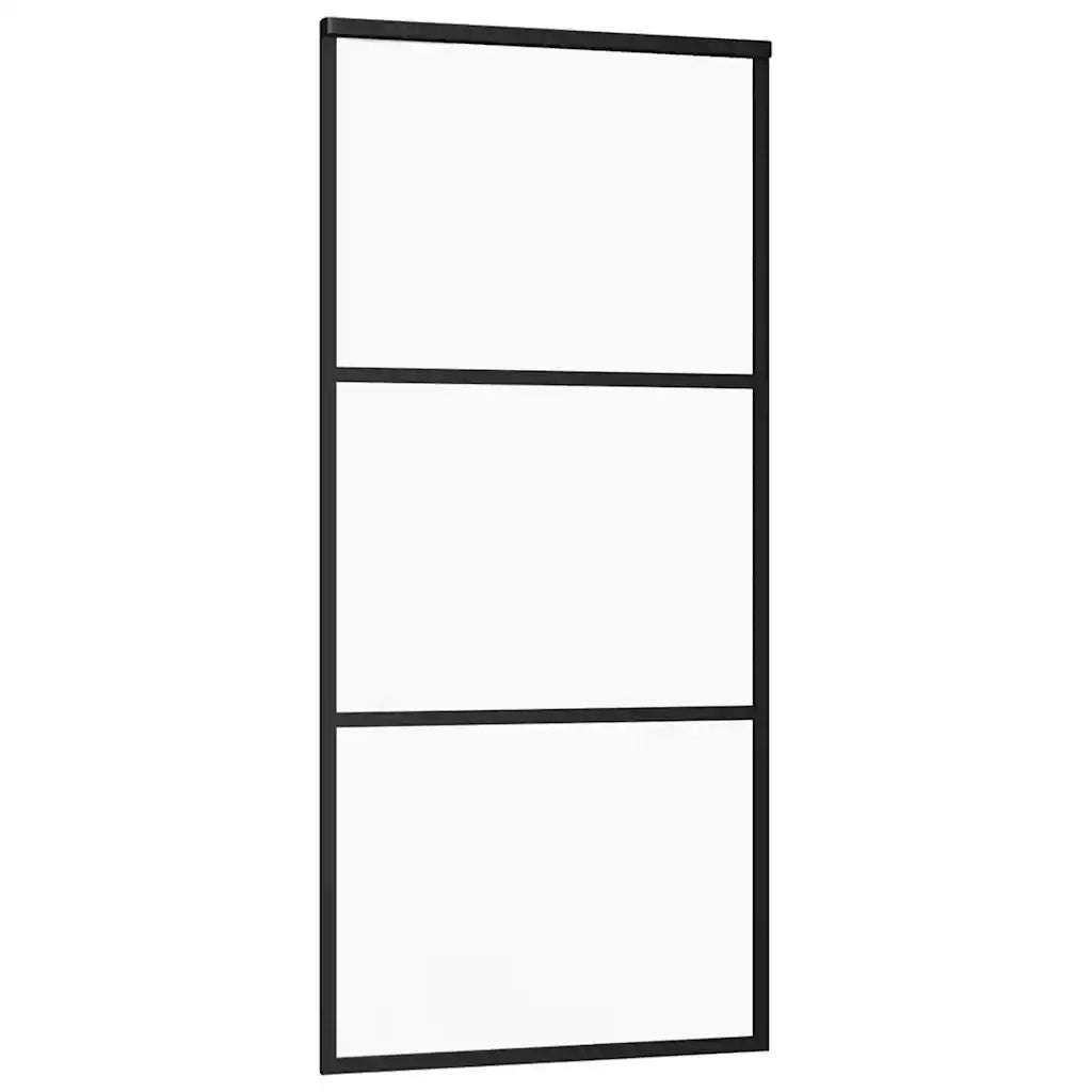 Porta Scorrevole con Ferramenta Nera 90x205 cm in Vetro ESG 3375922