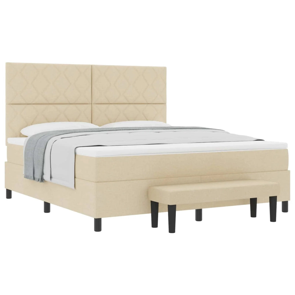 Letto a molle con testiera Crema 180 x 200 cm Tessuto 3344168