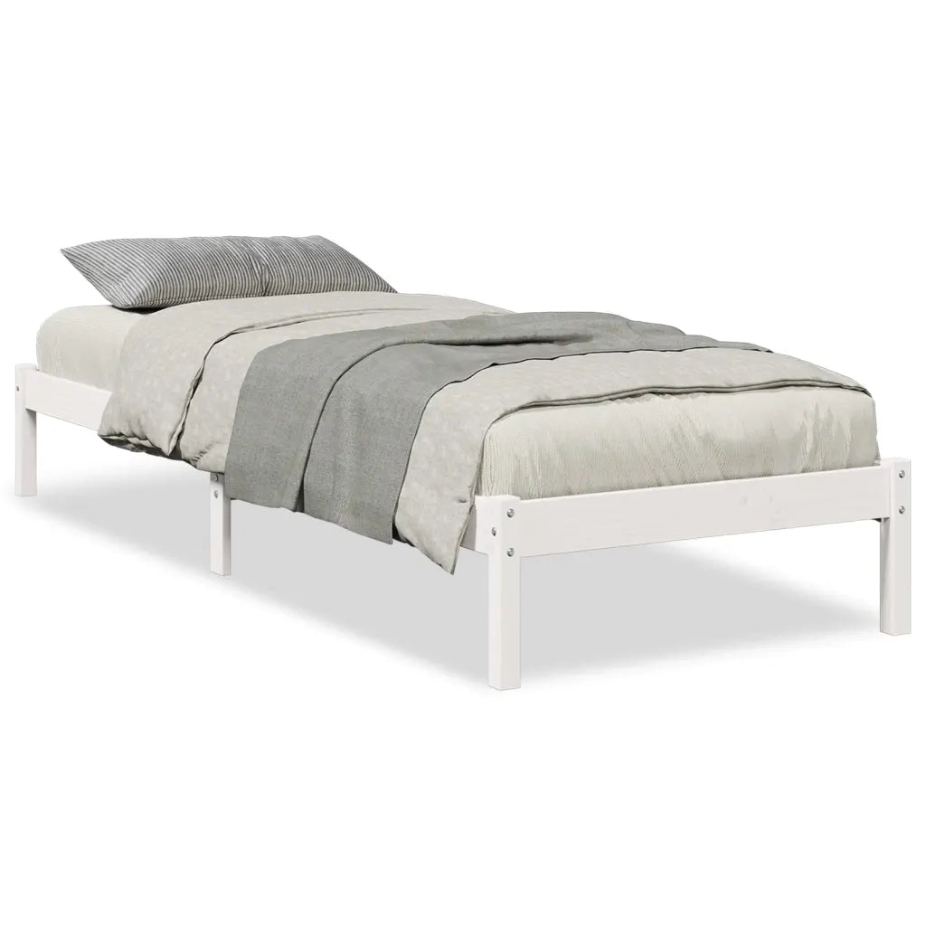 Letto Extra Lungo senza Materasso Bianco 90x220 cm in Pino 852417