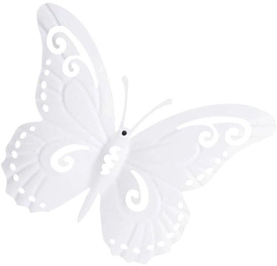 Decorazione da Parete a 3D con Farfalla in Acciaio Inossidabile Bianco