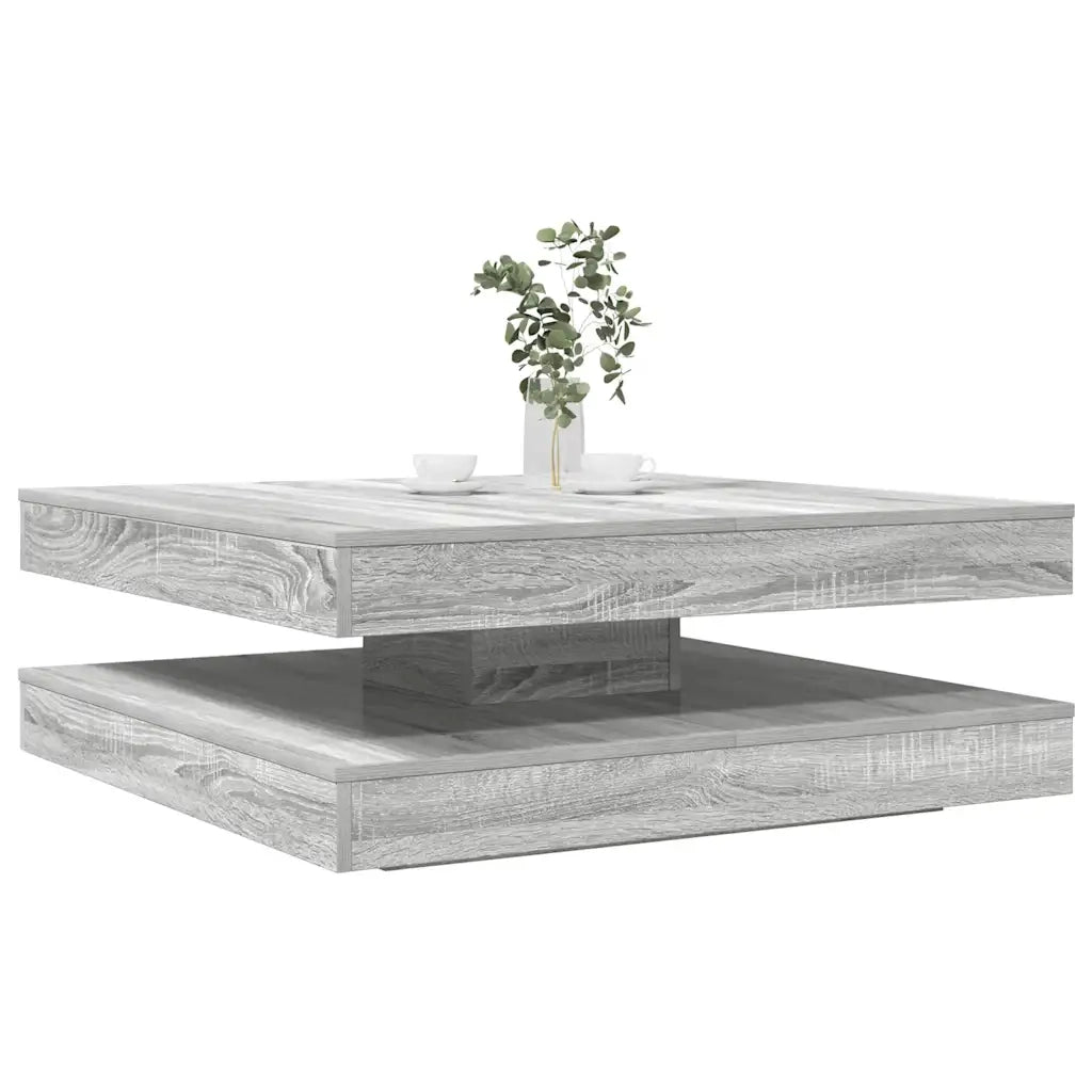 Tavolino da CaffÃ¨ Girevole a 360 Gradi Grigio 90x90x34,5 cm