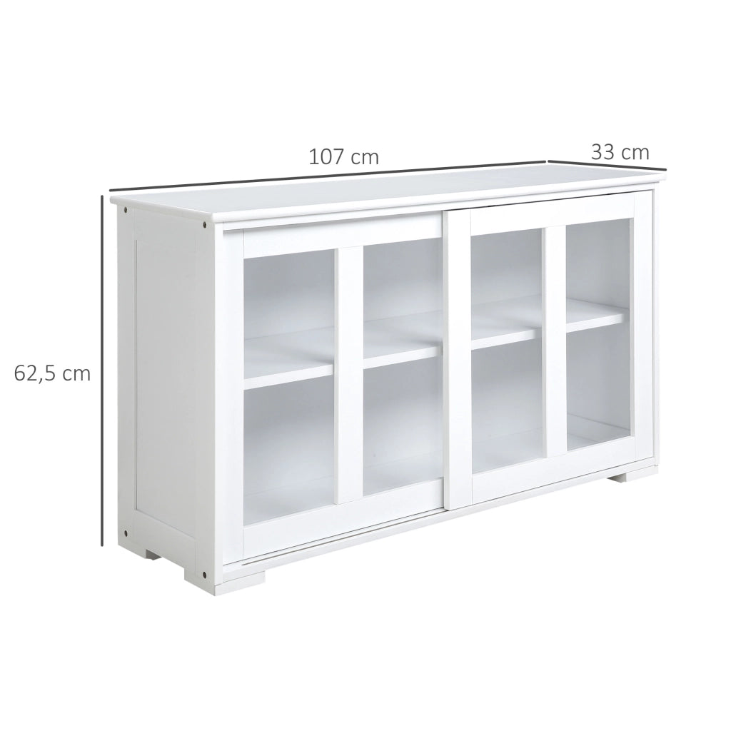 Tavolino da cucina moderno con ante scorrevoli vetro ¨C zephmum ¨C bianco 107x33x62,5 cm