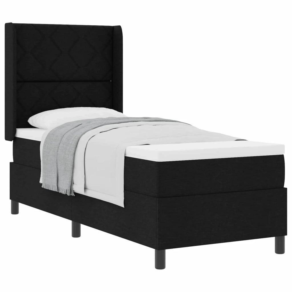 Letto a molle con materasso Nero 90 x 190 cm Tessuto 3341681