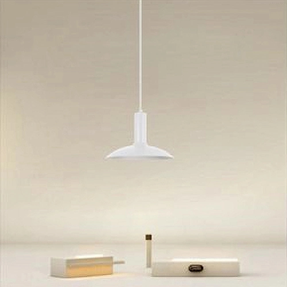 Trade Shop - Lampadario A Sospensione Moderno Con Paralume Semisfera In Ferro Bianco E27 33788 -