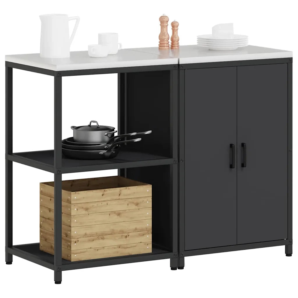 vidaXL Set di Stoccaggio per Cucina 2 pcs Nero 120 x 50 x 92 cm