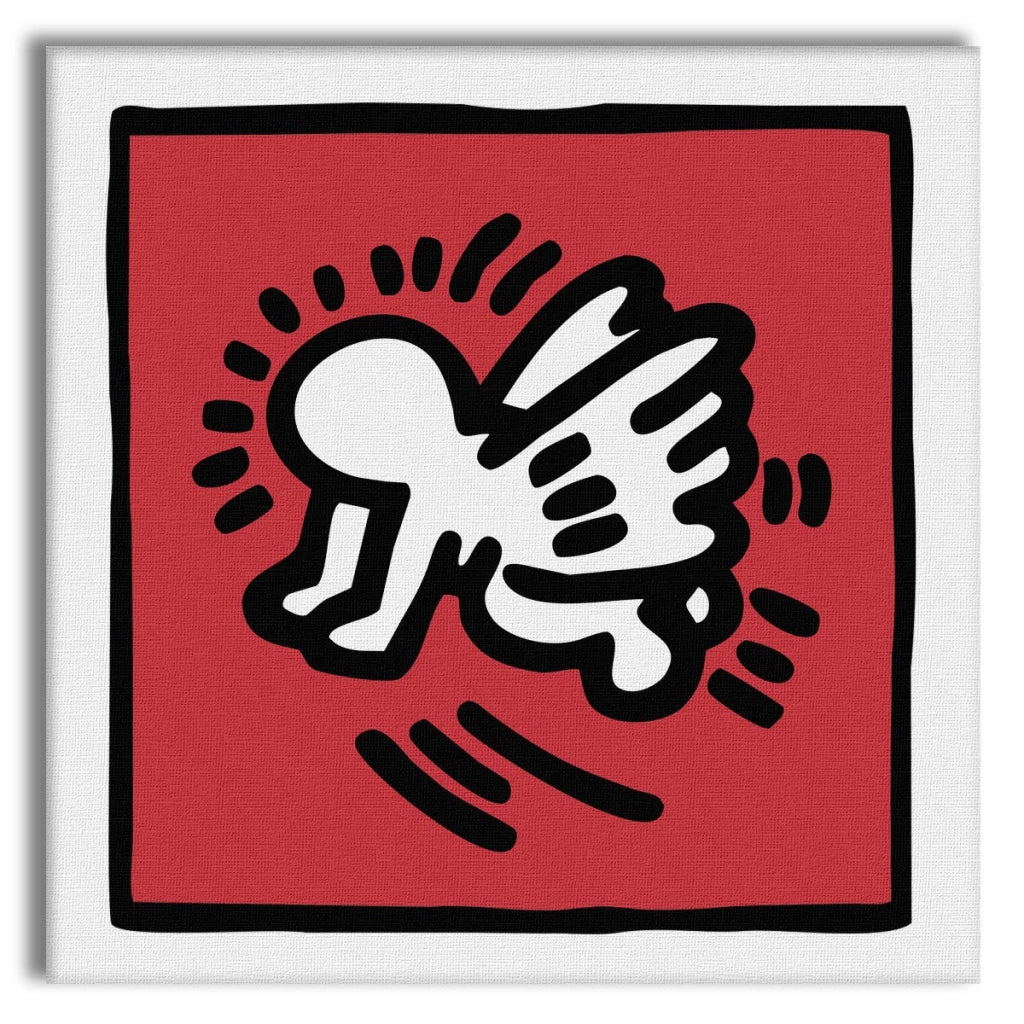 HARING - THE BABY ANGEL - Quadro Canvas su telaio in legno Misura: 80x80 cm