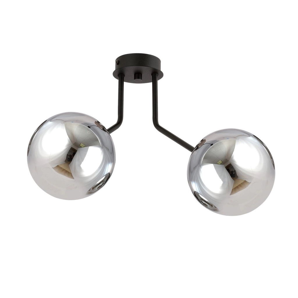 Lampada a sospensione NOVA con sfere in vetro grafite e metallo nero