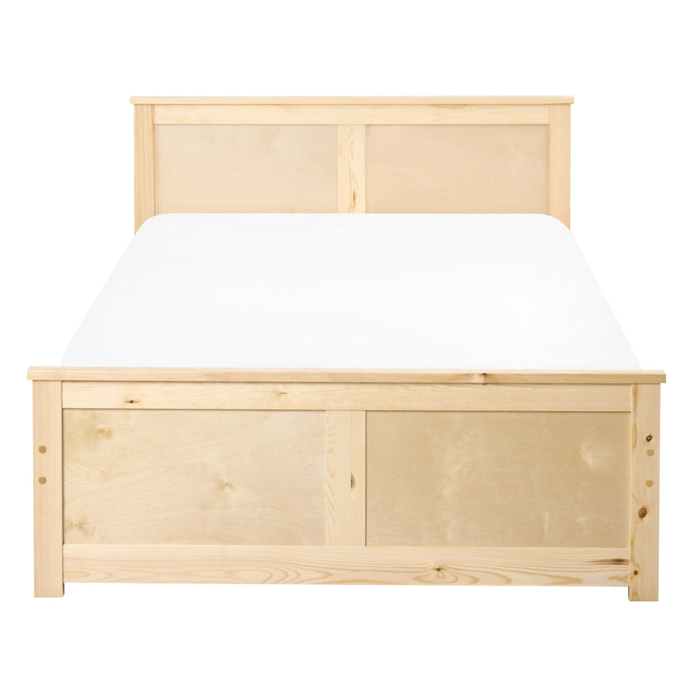 Letto matrimoniale in legno naturale marrone chiaro 120 x 200 cm con testiera in stile scandinavo