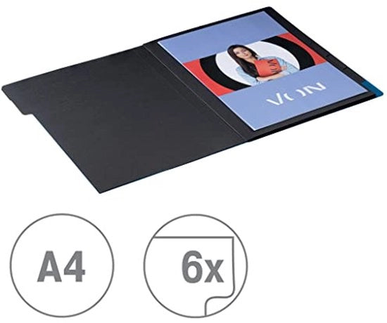 Set di 5 cartelle organizzatrici A4 con 6 compartimenti, cartone, cartella progetto, con indici e chiusura elastica, per scuola, studio e casa, blu, 30140035