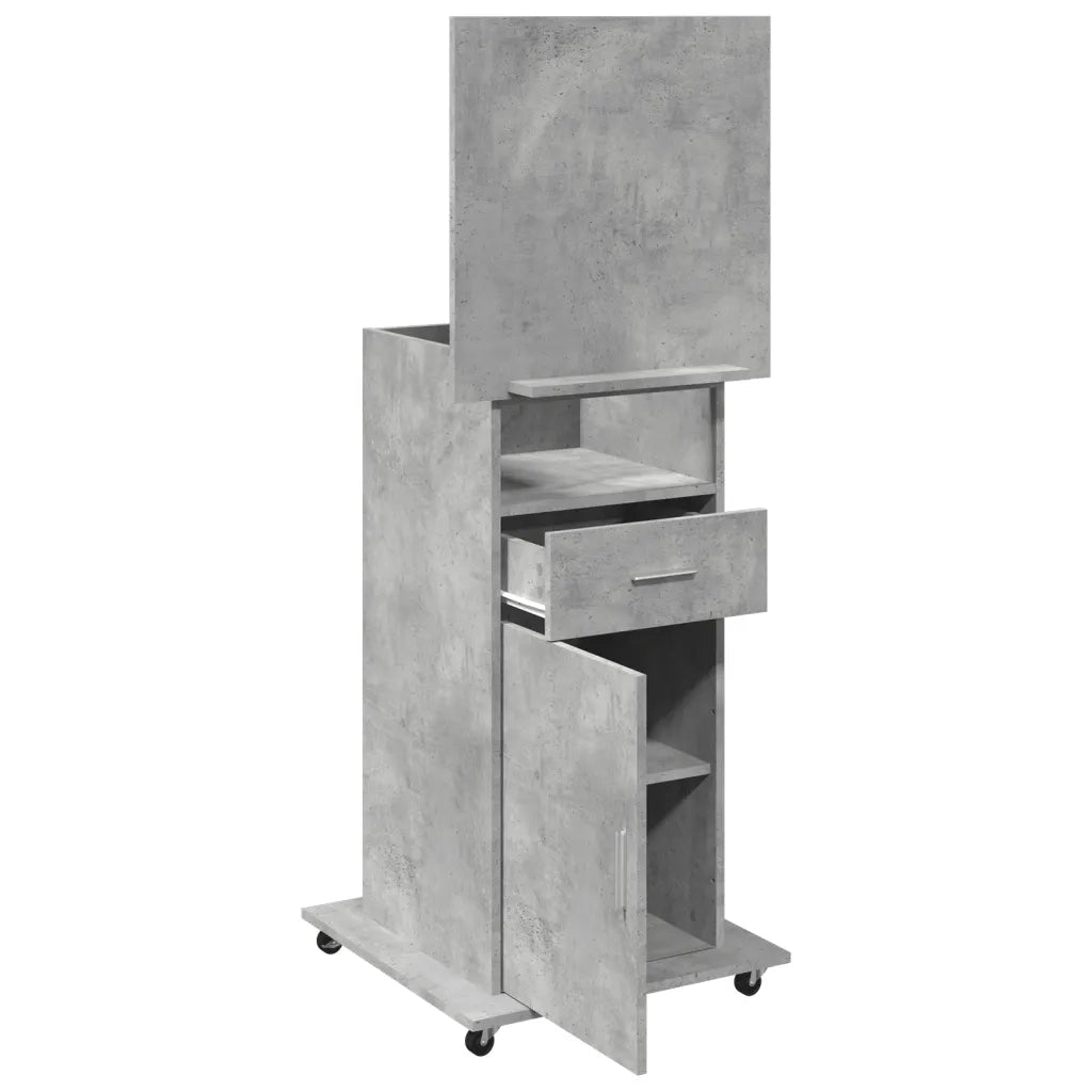 Leggio con Ruote e Cassetto Grigio 55x55x107 cm in Multistrato 848027