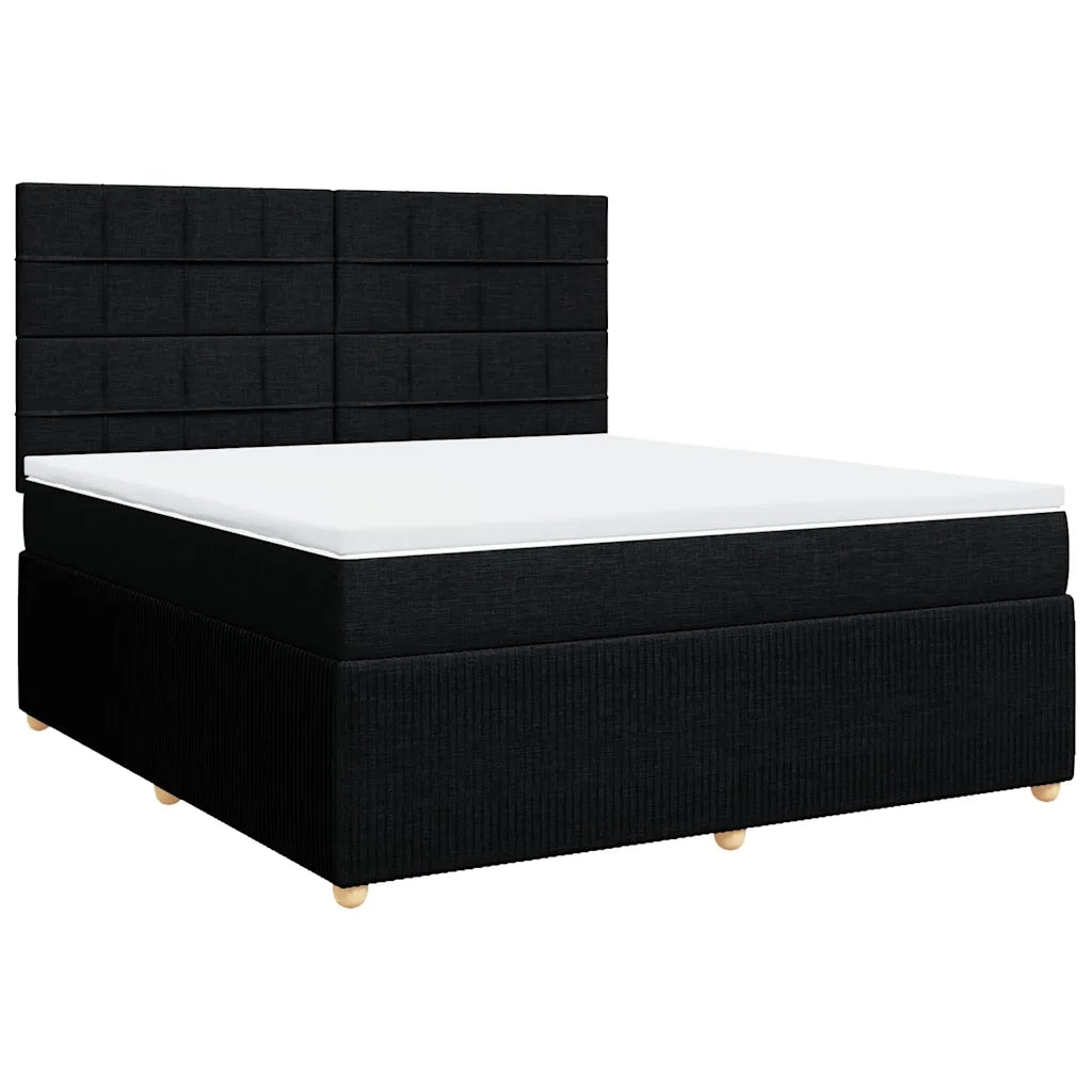 vidaXL Giroletto a Molle con Materasso Nero 180x200 cm in Tessuto