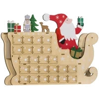 Calendario dell'Avvento in Legno con 24 Cassetti da Riempire, Riutilizzabile, 22,5x8x36 cm Legno Naturale