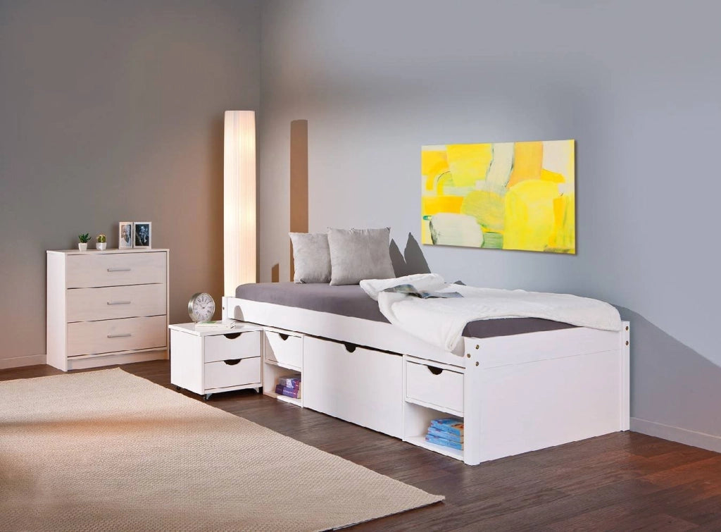 Letto Matrimoniale Cavallo, Letto Matrimoniale Contenitore, Bianco Quercia