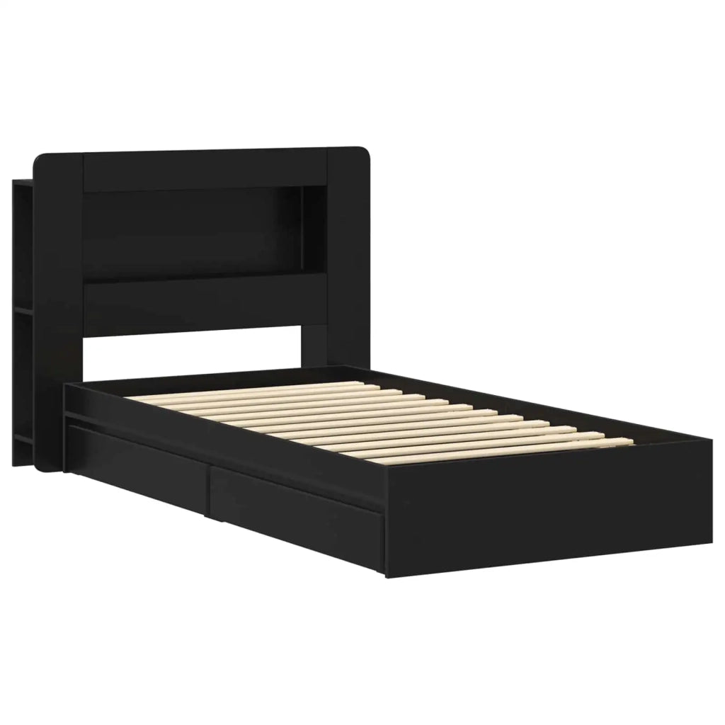 Telaio del letto con storage con cassetto Nero 75 x 190 cm 3433611
