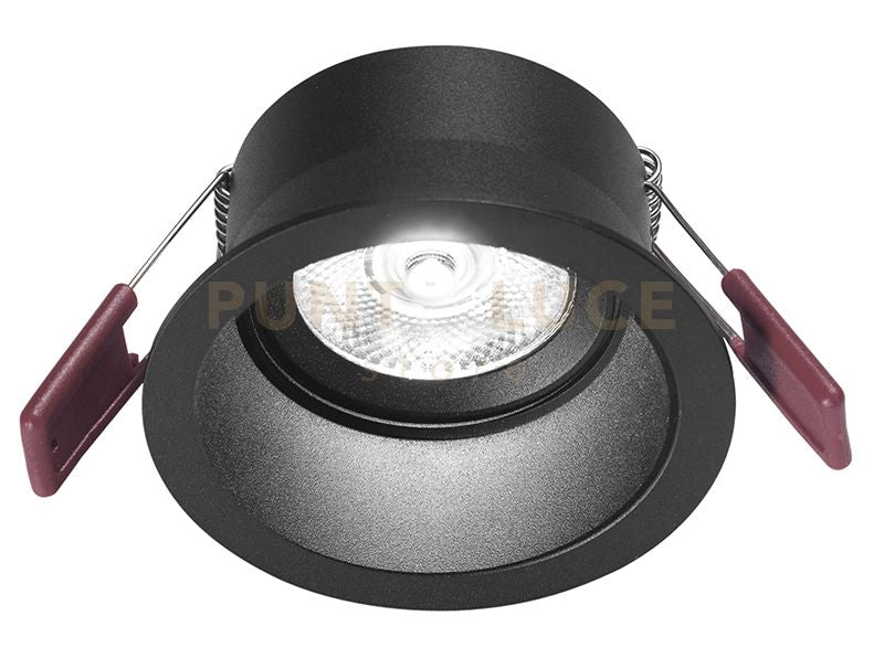 GFA1001C- FARETTO DA INCASSO IN ALLUMINIO  DIFFUSORE TRASPARENTE A LED 3000K 595LM 8W NERO D.9CM