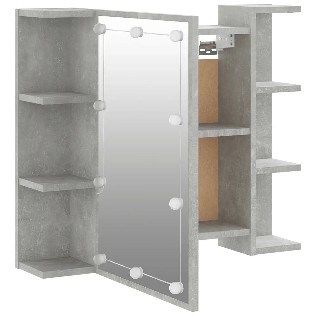 Mobile a Specchio con LED Grigio Cemento 70x16,5x60 cm 808877