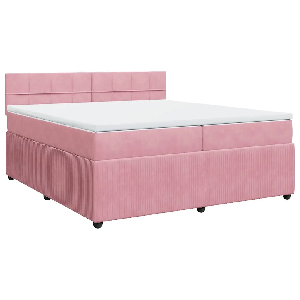 Giroletto a Molle con Materasso Rosa 200x200 cm in Velluto 3287835