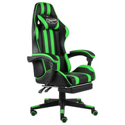 Sedia girevole da ufficio/studio per uso computer videogiochi con poggiapiedi e similpelle verde 02_0024220
