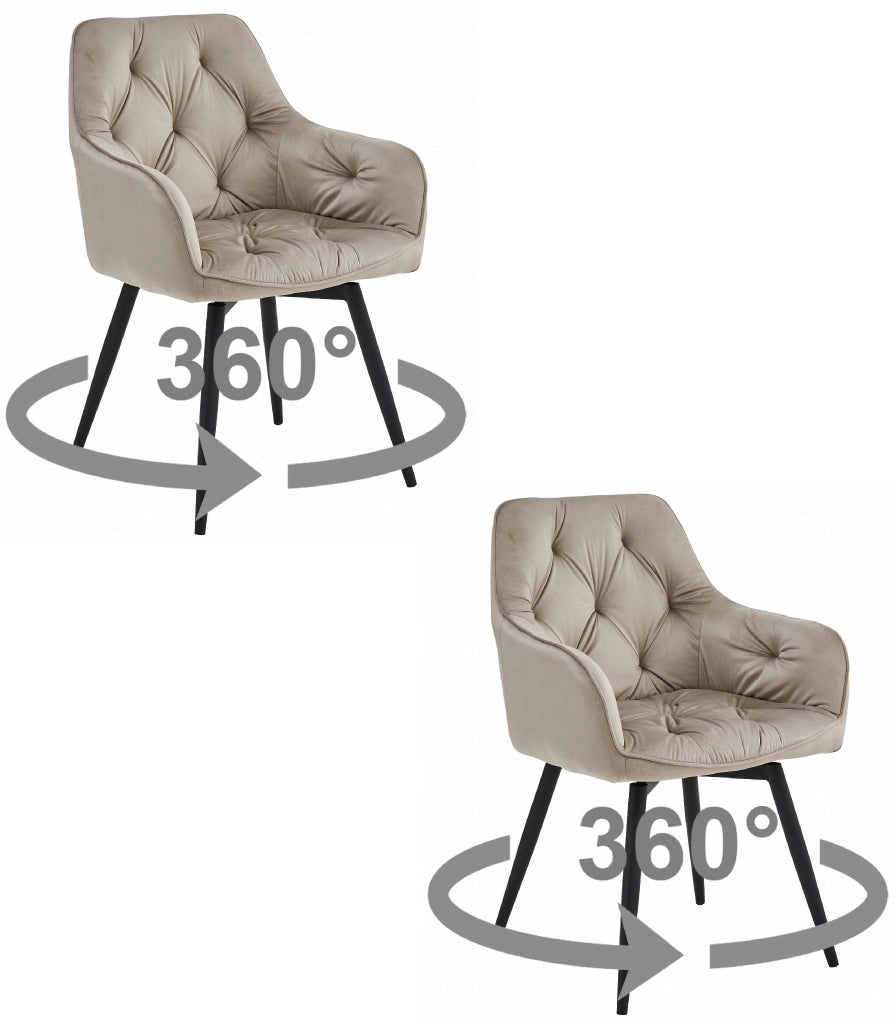 Sedia VALORA JORK - Girevole in velluto beige scuro per soggiorno x 2