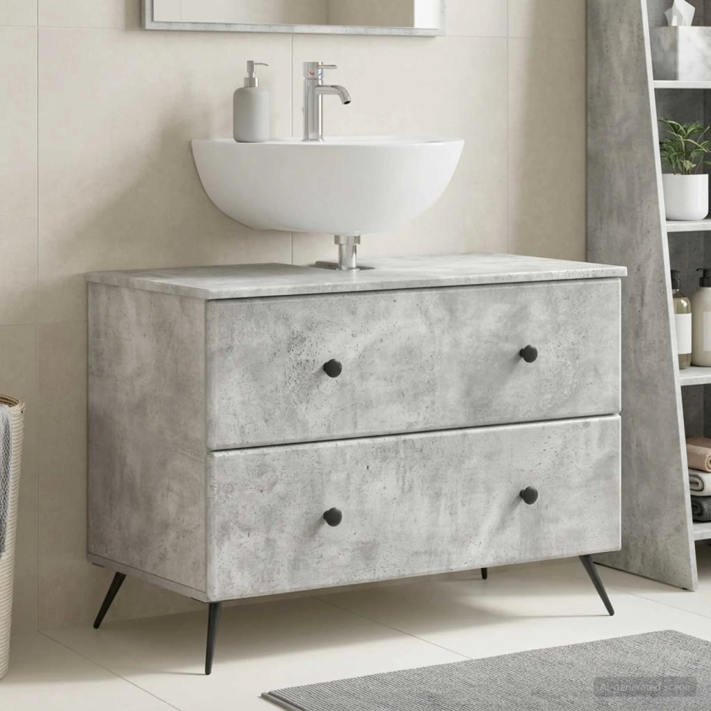 Armadio per Lavabo da Bagno BREDA Grigio Cemento 897458