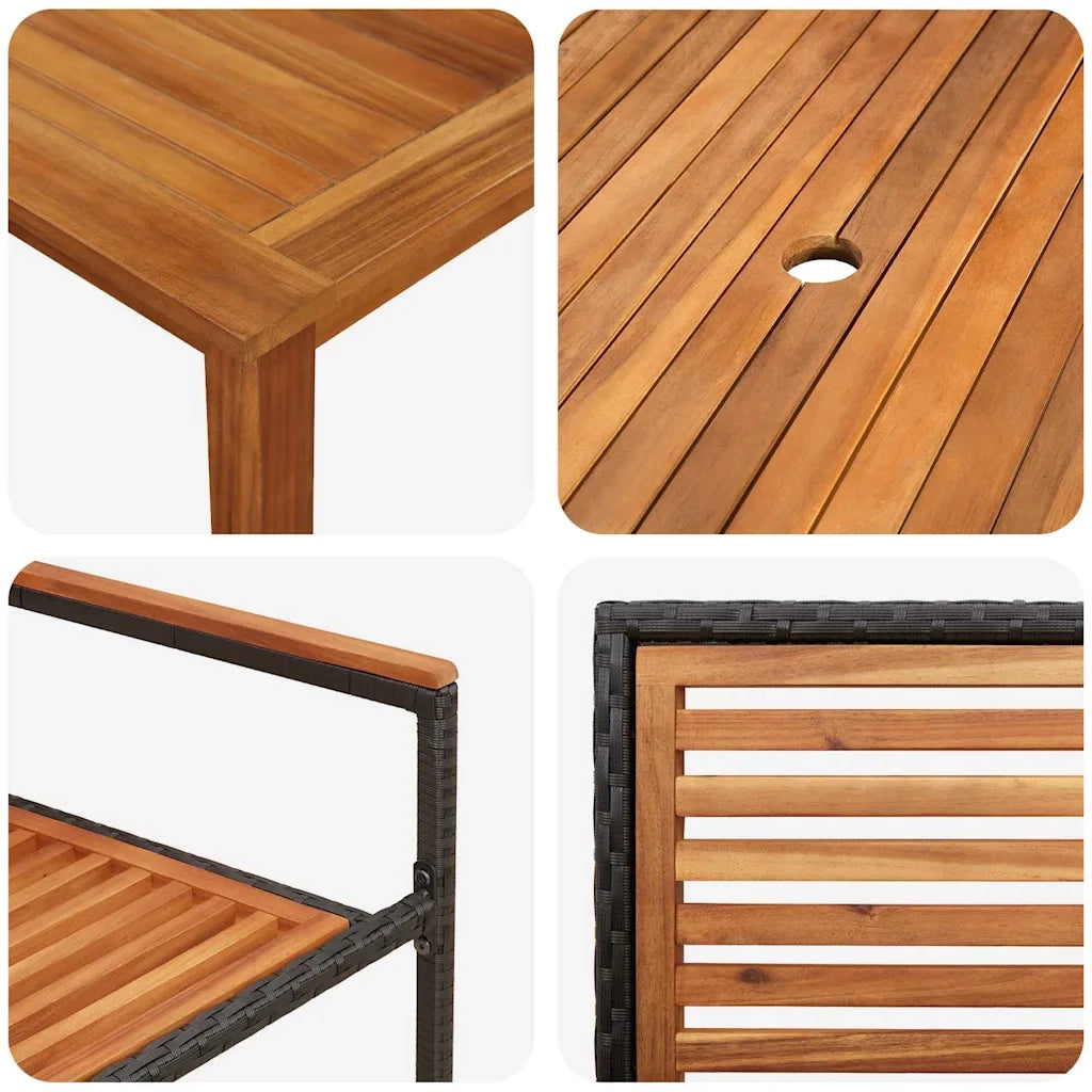 Set da Pranzo per Giardino 7 pcs Nero Legno di Acacia Massello 3365520