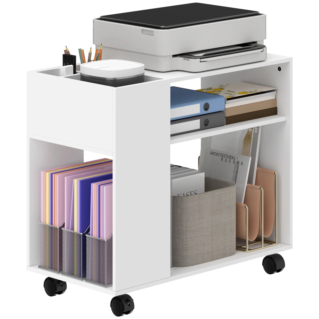 Tavolino da salotto con ruote ¨C zephmum ¨C bianco 70x36x60 cm