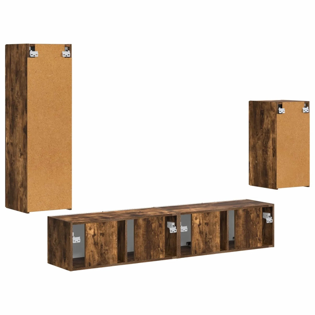 Set mobile TV 4 pcs Rovere fumé Legno multistrato