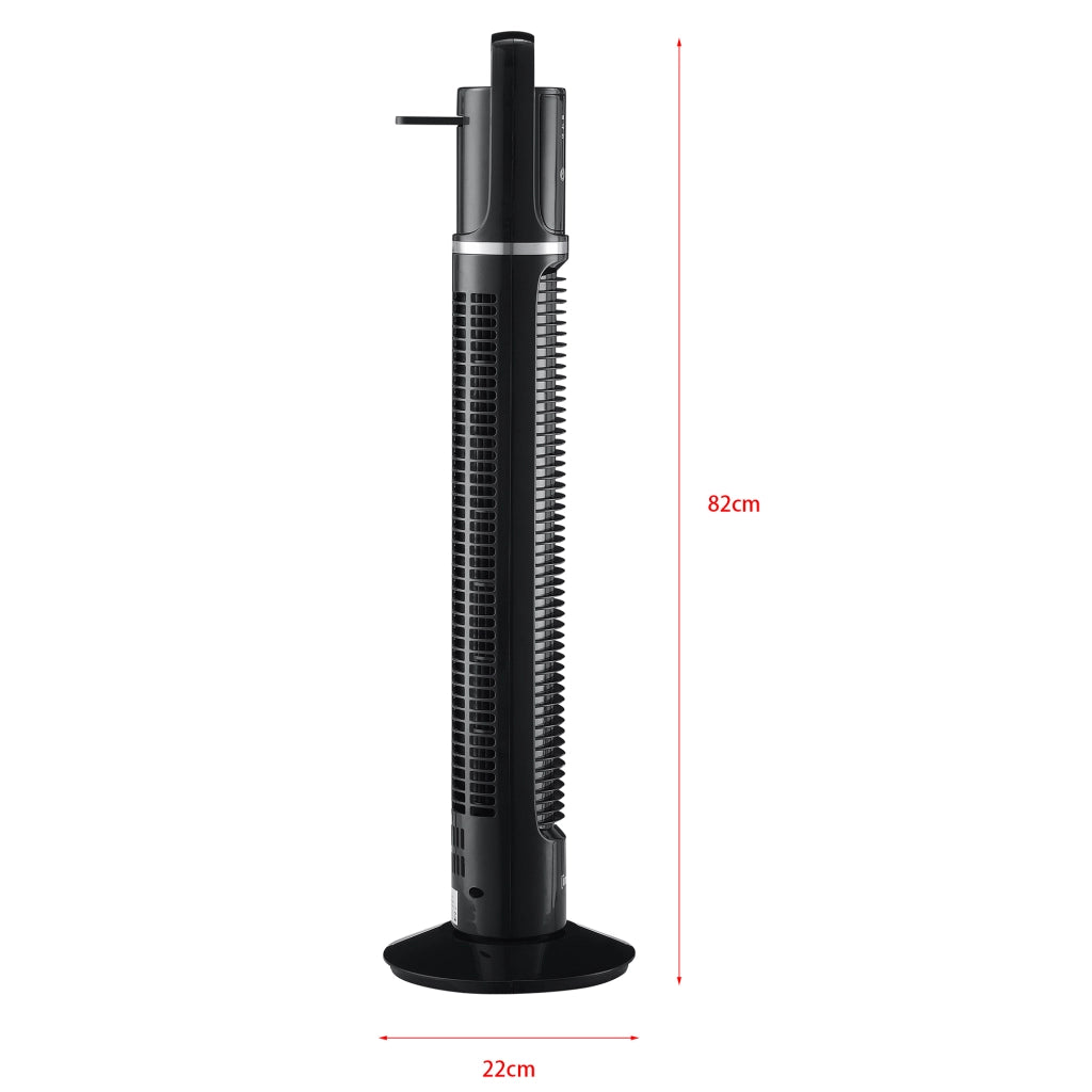 Ventilatore a Torre 82 cm con Telecomando e Timer Modalitá Oscillante Motore da 40W - Nero