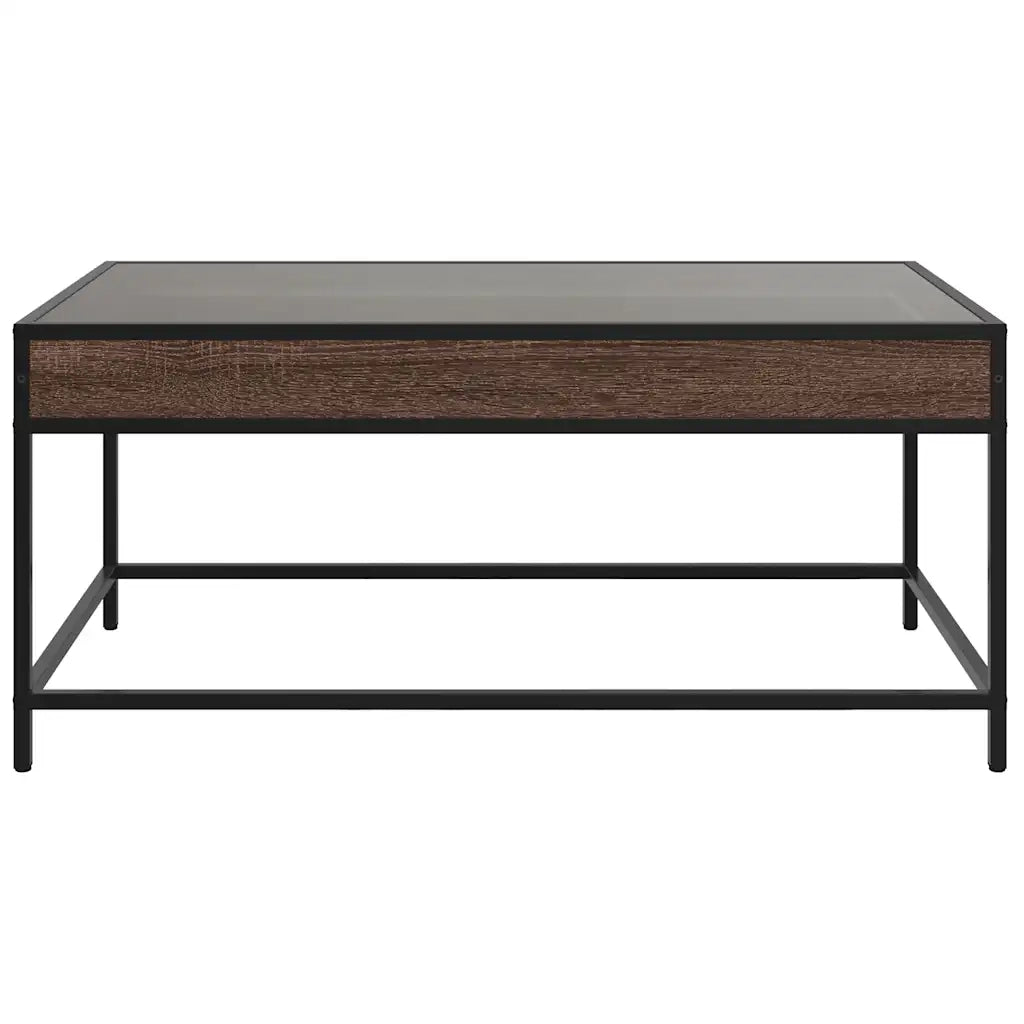 Tavolino da Salotto con LED Infinity-Tavolino da soggiorno Rovere Marrone 90x50x41 cm