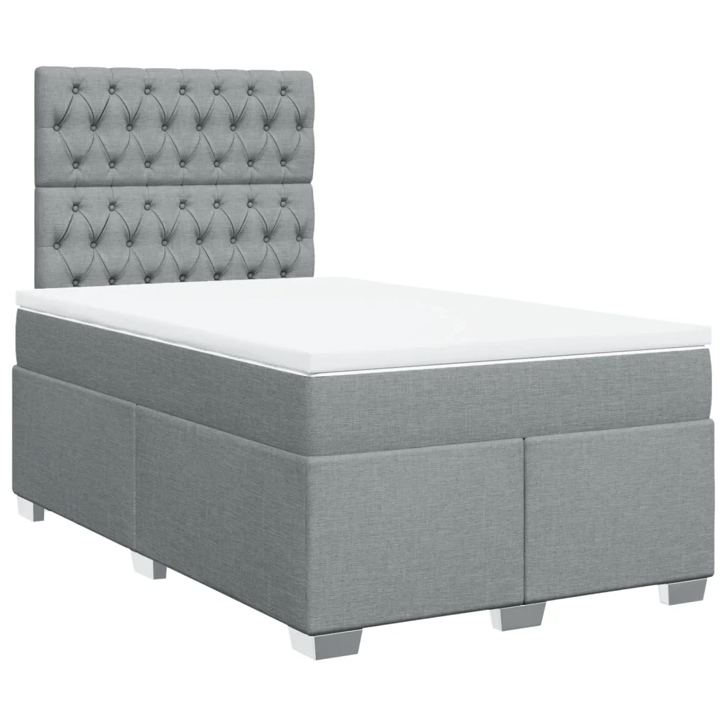Giroletto a Molle con Materasso Grigio Chiaro 120x190cm Tessuto