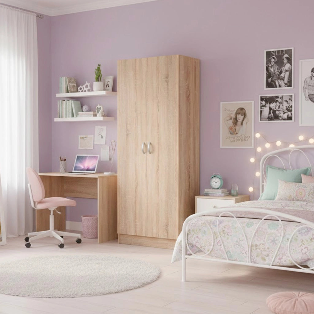 Scarpiera Salvaspazio A Armadio Con 2 Ante Mobile Multiuso Con 5 Ripiani Regolabili Design Moderno Per Ingresso Camera E Living 69.2 X 34.6 X 170.4 Cm Rovere