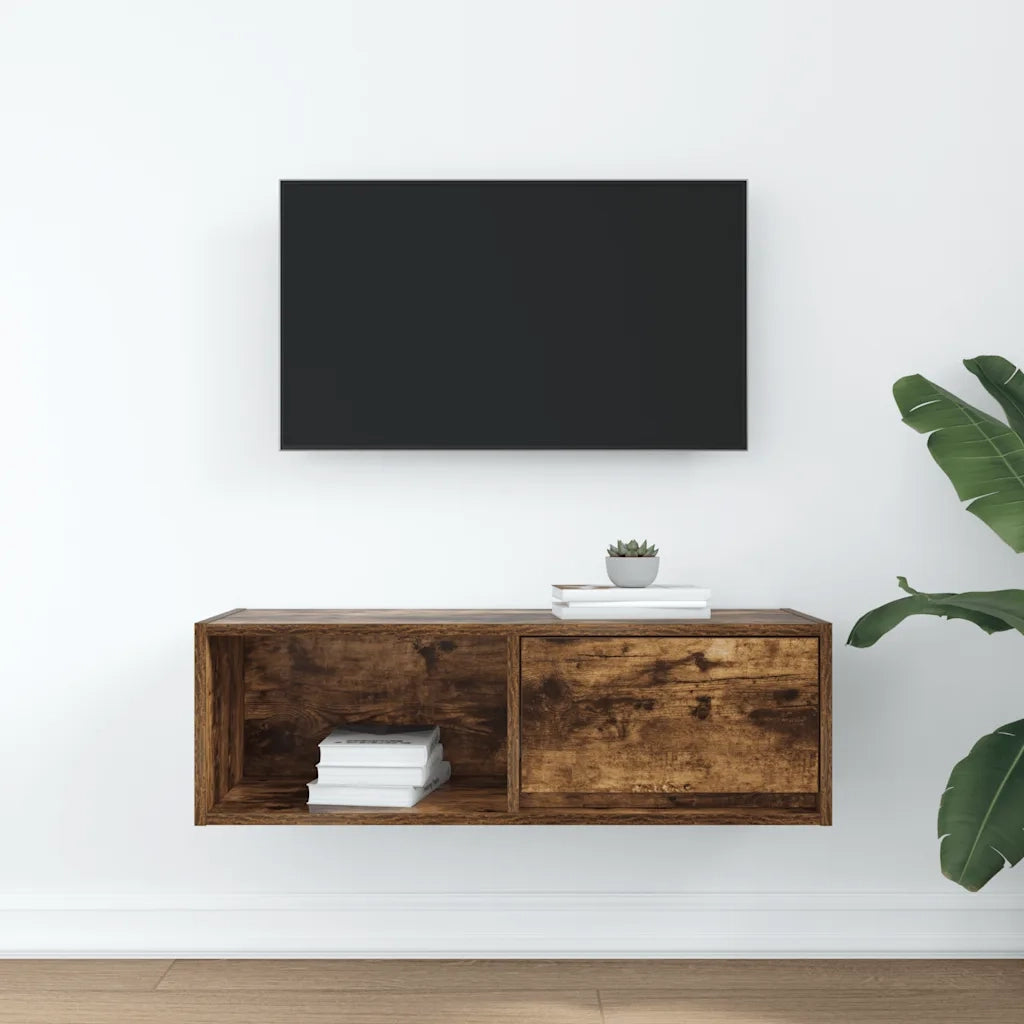 Mobile Porta TV Rovere Fumo 80x31x25,5 cm in Legno Multistrato