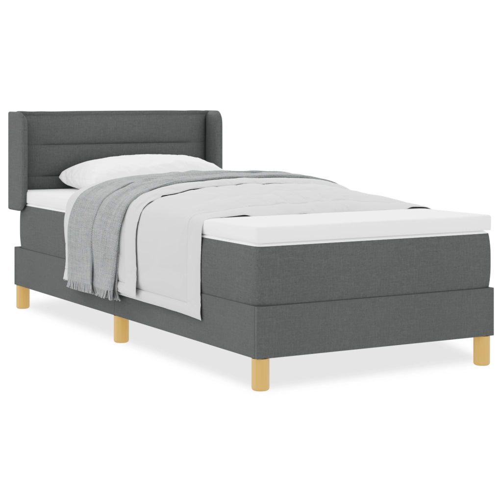 Letto Box Spring con Materasso Grigio Scuro 90x200 cm Tessuto